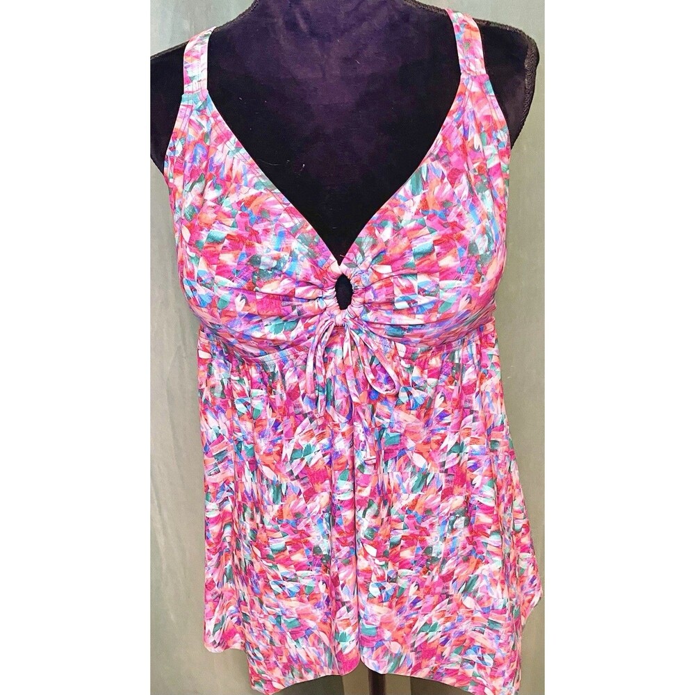 Sunsets IPANEMA Forever Pink Tankini Swim Top US 34D A Line Adjustable Straps - Picture 2 of 12